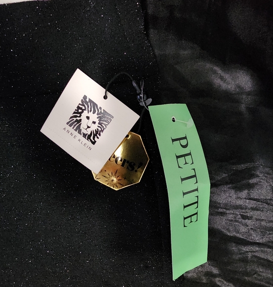 Anne Klein Black Glitter Wide-Leg Petite Pull-on Pants - Picture 4 of 7